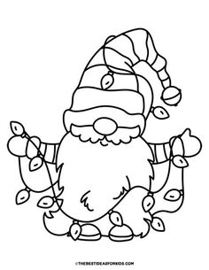 Cute Drawings For Christmas, Christmas Gnomes Drawing, Winter Coloring Pages For Kids, Coloring Pages Christmas, Christmas Coloring Page, Coloring Pages Ideas, Santa Coloring Pages