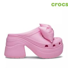 Unique, Stylish, Comfortable High Heel Crocs, Adorable Homes Game, Pink Tweed, Women's Crocs, Pink Girly Things, Girly Shoes, Crocs Shoes, Cute Shoes, Wedge Shoes