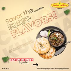 an advertisement for the state of india restaurant called savor the burst of flavor