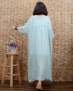 ★ Please provide a phone number when placing an order, thank you! ★Material: linen cotton ★Color: white light blue **.♥.**'.♥.**'.♥.**'.♥.**'.♥.**'.♥.** Size Measurements: Size bust is 152 cm/60'' length is 105-125 cm/41.3-49.2'' The model height is 160 cm, weight is 45KG ♥Custom-made♥ Please tell me your Weight, Height, Bust measurement. The basic measurements we need for making your order. Custom order need extra $15 and more one week. Oversized Short Sleeve Summer Maxi Dress, Blue Oversized Maxi Dress With Short Sleeves, Summer Light Blue Short Sleeve Maxi Dress, Oversized Blue Maxi Dress With Short Sleeves, Long Dress Beach, Short Sleeve Long Dress, Summer Dress Linen, White Tunic Dress, Linen Loose Dress