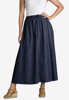 Flared denim skirt | Plus SizeSkirts | Fullbeauty Flared Denim Skirt, Flared Denim, Denim Skirt Women, Woman Within, Swimsuits For All, Plus Size Skirts, Petite Women, Denim Flares, Cotton Weaving