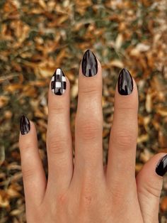 #halloween #nailsofinstagram #instagram #blackandwhite #checkered Oval Checkered Nails, How To Do Checkerboard Nails, Fun Checkered Nails, Checkered Nails Black, Black And White Checkered Nails Short, Checkered Nail Ideas, Checkerboard Nail Art, Short Checkered Nails, Black Checkered Nails