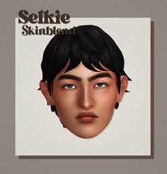 the face of a young man with black hair and piercings on his ears is shown in an advertisement for selfie skinblent