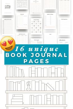 16 unique book journal pages Book Lovers, Track