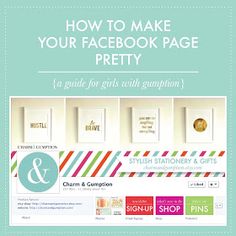 a facebook page with the words how to make your facebook page pretty, and an image of