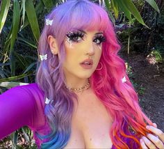 White Eyeliner Looks, Arctic Fox Hair Dye, Fox Hair Color, Free Hairstyle, Epic Hair, Arctic Fox Hair Color, Rainbow Hair Color, Multi Colored Hair