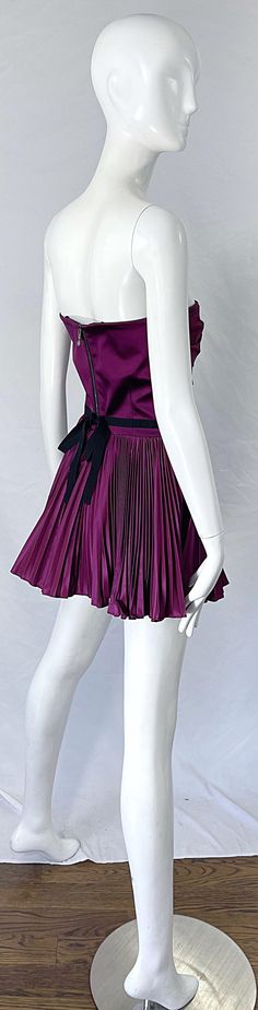 Yves Saint Laurent S/S 2012 Stefano Pilati Purple Silk Taffeta Mini Dress or Top For Sale at 1stDibs Silk Fitted Pleated Mini Dress, Silk Pleated Fitted Mini Dress, Satin Pleated Mini Dress For Night Out, Fitted Silk Pleated Mini Dress, Pleated Satin Mini Dress For Night Out, Purple Silk Mini Dress For Evening, Elegant Purple Pleated Mini Dress, Fitted Purple Pleated Mini Dress, Stefano Pilati