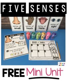 five sensess mini unit with four different pictures and the text, free mini unit