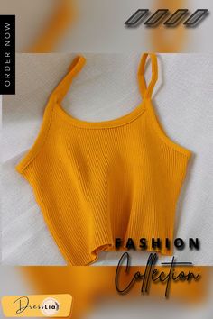 Women Tops Knitting Camisoles Female Solid Camis Street Camisole Ladies Camis with Straps Spaghetti Crop Tops Women Yellow Ribbed Sleeveless Tank Top, Sleeveless Knit Tops In Solid Color, Seamless Knit Camisole With Spaghetti Straps, Seamless Knit Tops With Spaghetti Straps, Seamless Knit Spaghetti Strap Tops, Fitted Knitted Summer Vest, Summer Seamless Tank Sweater Vest, Seamless Knit Cami Crop Top, Trendy Knit Tops With Spaghetti Straps