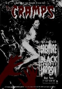 the cramps concert poster with an image of a woman holding her hand out to another person