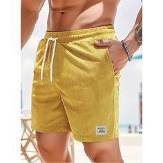 Category:WE-Pants; Season:Spring  Summer; Fabric:Polyester; Gender:Men's; Style:Casual,Fashion; Elasticity:Micro-elastic; Occasion:Holiday,Beach,Weekend; Fit Type:Regular Fit; Function:Comfort; Waistline:Mid Waist; Pattern:Plain; Design:Pocket,Elastic Waist,Drawstring; Pants Type:Shorts,Casual Shorts,Corduroy Shorts; Fly Type:Elasticity; Front page:FF; Listing Date:03/22/2024; Production mode:External procurement; Hips:; Length:; Waist:; Pants Length:Short Beach Weekend, Corduroy Shorts, Holiday Beach, Mens Pants Fashion, Shorts Casual, Plain Design, Type Of Pants, Pants Length, Beach Shorts