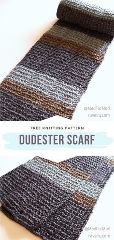 a knitted scarf is shown with the text, free knitting pattern and instructions to make it