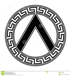 black and white logo with greek ornames in the center stock photo image of