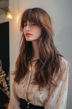 Woman with long straight hair styled in a subtle shag cut Subtle Shag, Style Long Straight Hair, Hair A, Low Maintenance