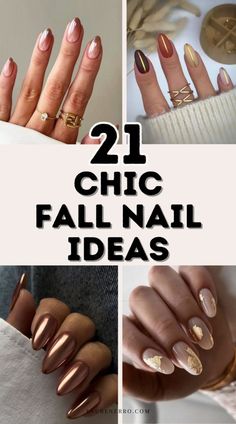 Cute Fingernails, Copper Color Nails, Fancy Fall Nails, September Dip Nail Ideas, Fall Inspired Nails Autumn, Nail Art Designs Autumn, Fall Nail Ideas, Easy Manicure, Fashion Makeover