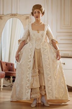 This beautiful 18th century rococo gown, also called Robe a la Francais, sack dress, mantua dress, was tailored for You and will look stunning  for Your dancing masquerade ball or other special occasion. Many artists have tried to display such beauty in their works. This costume tailored in inspiration of painter Jean Antoine Watteau. This costume includes dress gown tailored of decorative fabric, with decorated taffetta petticoat. Brooch and fan are not included. The new dress we tailor to Your Rococo Period Fashion, Early 1700s Fashion, French Rococo Fashion, Baroque Fashion Modern, Rococo Fashion 18th Century, Mantua Dress, 18th Century Wedding, Scad Fashion, Ballroom Extravaganza