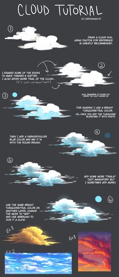 an image of clouds that are in different stages of being painted on the same surface