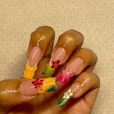 Tropical Nails, Really Cute Nails, Vacation Nails, Square Acrylic Nails