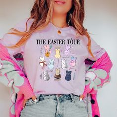 Celebrate Easter in style with The Easter Tour Tee! Featuring a fun design, this shirt is perfect for any Swiftie. Show off your love for Easter and Taylor with this quirky and unique tee. Design is printed with high Quality Direct to Garment Ink Where To Find Clothes, Easter Shirts, Easter Prints, French Vanilla, Easter Shirt, Egg Hunt, Fun Design, Tee Design, Ice Blue