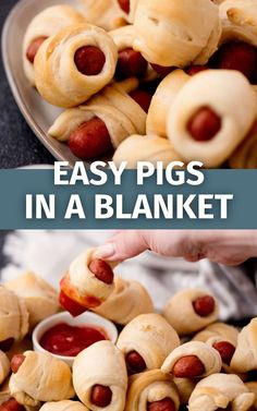 pigs in a blanket recipe with text overlay