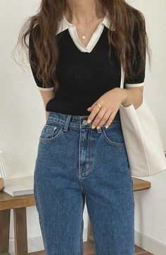 Kfashion Ulzzang, Outfits Minimal, Grunge Tops, Clothes Grunge, Mum Jeans, Hipster Grunge