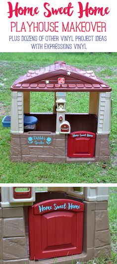 a toy house made out of cardboard with the words home sweet home playhouse makeover