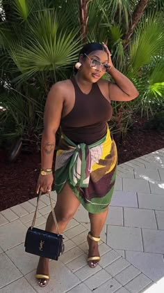 Island Vacation Outfits Black Women, Vacation Outfits Black, Cancun Outfits, Jamaica Outfits, Brunch Outfit Spring, Skirt Scarf, Pool Party Outfits, Cute Vacation Outfits, Plus Size Baddie Outfits