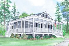 this is an artist's rendering of a house with porches on the front