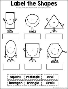 an image of shapes worksheet for children to learn how to label the shapes