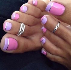 100 Beautiful Nail Art Designs Toenail Art Designs, French Pedicure, Summer Toe Nails, Silver Nail