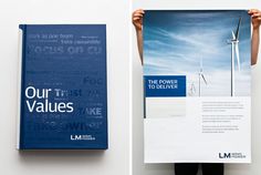 a person holding up a book about the power to deliver wind turbine design by lm architecture