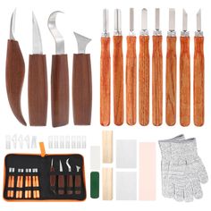 the tools needed for carving are neatly organized