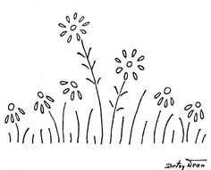 a black and white drawing of flowers in the grass with text that reads, i'm