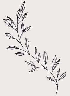 Vine Tattoos Simple, Leave Stencil, Simple Vine Tattoo, Leaves Tattoo Design, Flower Drawing Tumblr, Tattoo Leaves, Leaves Tattoo, Vine Drawing, Line Art Flowers