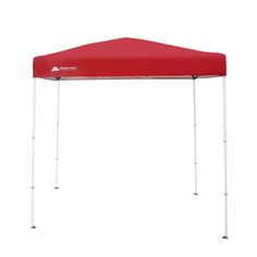 a red canopy tent with white legs