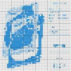 a cross stitch pattern with blue squares in the middle