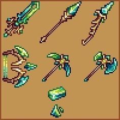 Terraria Sprites, Terraria Mods, Pixel Art Items, Piskel Art, Pixel Art Tutorial, Arte 8 Bits, 2d Game Art, Cool Pixel Art, Pixel Art Characters