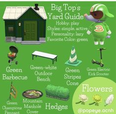 the big top's yard guide info sheet