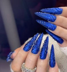 Vibrant Tattoos, Metallic Nail Polish, Popular Characters, Metallic Nails, Long Acrylic Nails, Stiletto Nails, Blue Nails, Beauty Nails