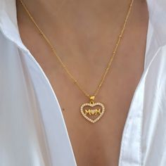 Dainty 18K Gold Filled Heart Charm Necklace, CZ Mom Heart Love Necklace, Mother's Day Necklace, Mama Birthday Gift, Mom Gold Necklace, Love  ♥ Each piece looks beautiful alone or great for laying.  ♥ I ensure a high-quality piece of jewelry you can wear for a long time (Please read care instructions below).    Made with high quality of Stainless steel, 18K gold filled and real 18K gold plated tarnish resistant, Hypoallergenic, lead and nickel free.    (This gold plated have 3x layers of solid 18 Personalized Heart Necklace Cubic Zirconia For Valentine's Day, Mother's Day Open Heart Cubic Zirconia Necklace, Mother's Day Heart Clavicle Chain Necklace, Heart Pendant Cubic Zirconia Necklace For Birthday Gift, Cubic Zirconia Heart Pendant Necklace For Birthday, Gold Heart Necklace For Birthday, Gold Heart Necklace For Birthday Gift, Mother's Day Cubic Zirconia Necklace With Heart Charm, Mother's Day Cubic Zirconia Heart Pendant Necklace