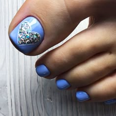 Blue Toe Nails, Toenail Designs Summer, Heart Nail Designs