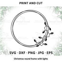 christmas round frame with lights on it and the words svg dxf png jp