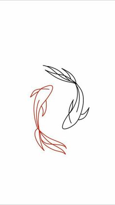 two black and red koi fish swimming side by side on a white background illustration