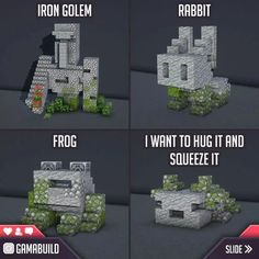 the instructions for how to build an iron golem in minecraft with pictures and text below