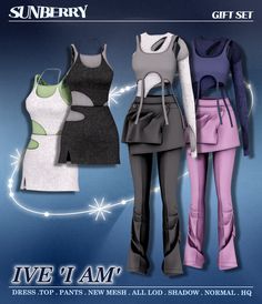 three women's clothes are shown in different colors and sizes, with the caption live i am