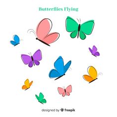 colorful butterflies flying in the sky with caption that reads, butterfly flies flying designed by freepek