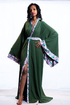 tall women kimono robe green Green Spring Kaftan With Kimono Sleeves, Spring Green Kaftan With Kimono Sleeves, Green Bohemian Wrap Maxi Dress, Long Green Floral Print Kimono, Green Long Floral Print Kimono, Long Green Kimono With Floral Print, Long Green Floral Print Kaftan, Green Long Kimono With Floral Print, Green Kimono Sleeve Robe For Summer