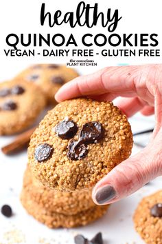 healthy quinoa cookies vegan - dairy - free gluten free with chocolate chips