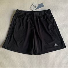 Lightweight All Black Performance Shorts By Adidas. Clima 365 Fabric. Elastic Waistband With Interior Nylon Drawstring To Adjust. Brand Logo On Front. 1.5” Slits On Sides. 100% Polyester. Size Xs. Measures 15” Long With 13” Waist, 9.5” Rise And 5.5” Inseam. Brand New. Nwt! Hl:12 Adidas Functional Go-dry Bottoms, Adidas Casual Athletic Shorts With Go-dry Technology, Adidas Casual Athletic Shorts With Go-dry, Adidas Go-dry Bottoms For Running, Adidas Go-dry Running Bottoms, Sporty Adidas Athletic Shorts With Elastic Waistband, Adidas Black Athletic Shorts With Built-in Shorts, Black Adidas Athletic Shorts For Training, Adidas Black Athletic Shorts For Training