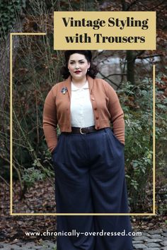 Curvy Vintage Fashion, Vintage Style Plus Size, 1940s Fashion Plus Size, Plus Size Boho Professional, French Style Fashion Plus Size, Cottage Core Plus Size Outfits, Plus Size Outfits Goth, Preppy Plus Size Outfits, Vintage Trousers Outfit